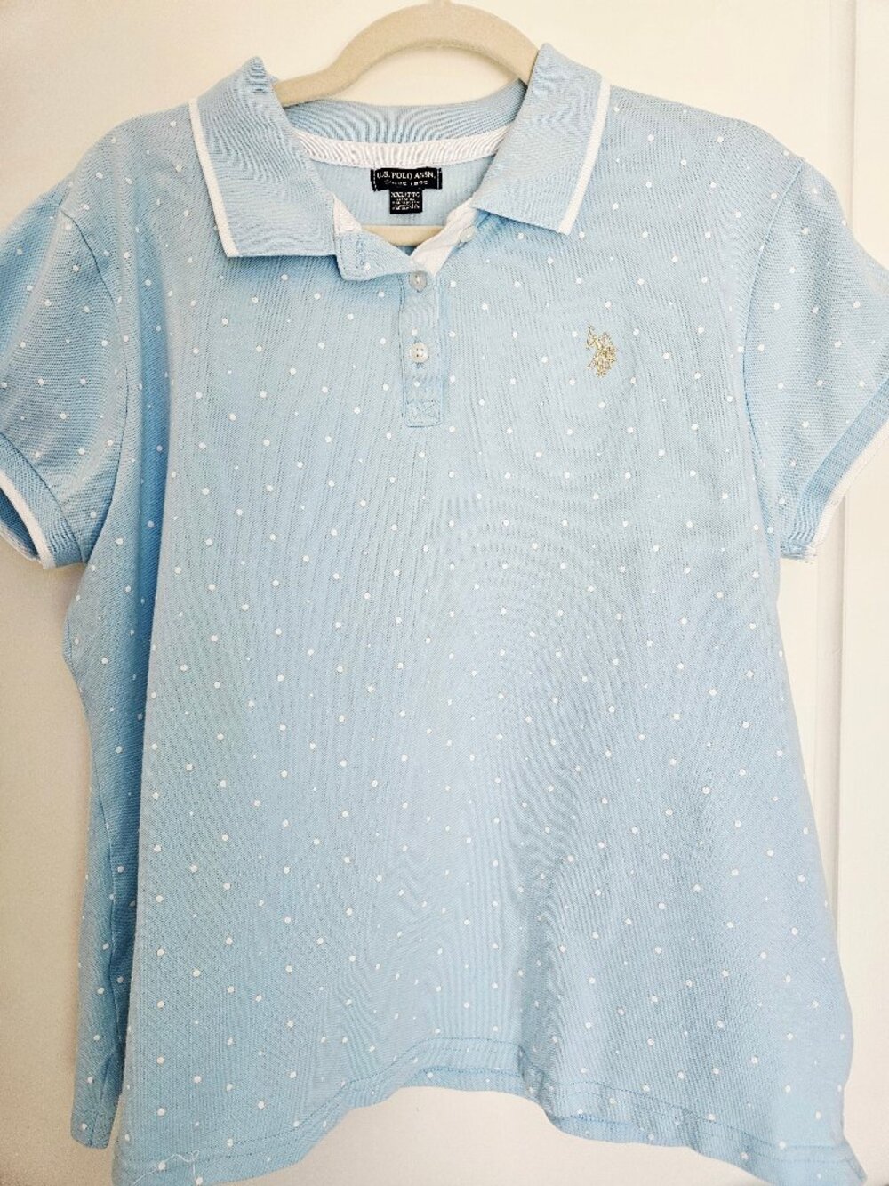 U.S. Polo Assn. Women's Short Sleeve Polka Dot Polo Shirt Size XXL